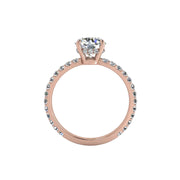 Bague Sofia diamant naturel coussin et diamants naturels ronds 1.00 carat or rose